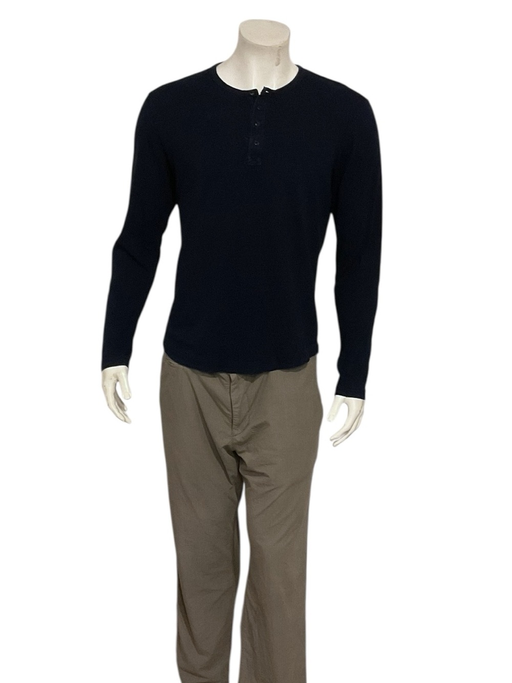 Buck Mason Men's Long Sleeve Navy Henley Shirt